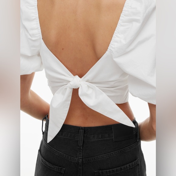 NWOT Aritzia Little Moon Lucia poplin blouse in white, SZ MEDIUM - Picture 2 of 11